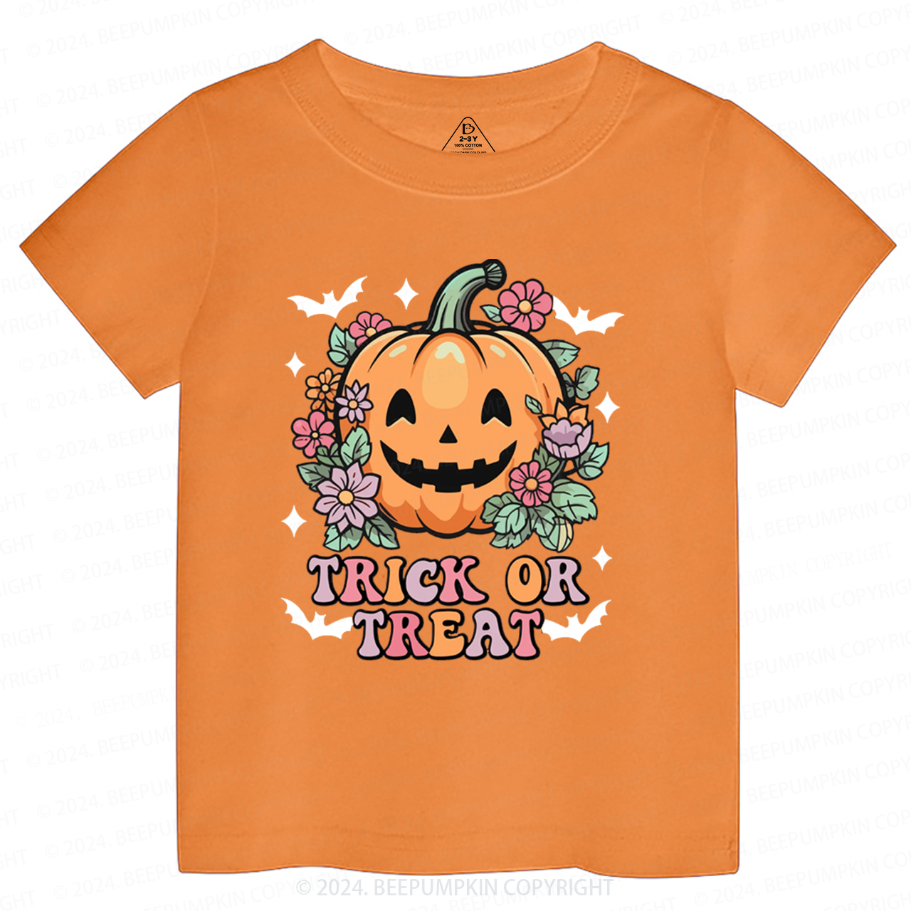 Hippie Ghost Halloween Trick Or Treat PumpkinToddler&Kids Tees 