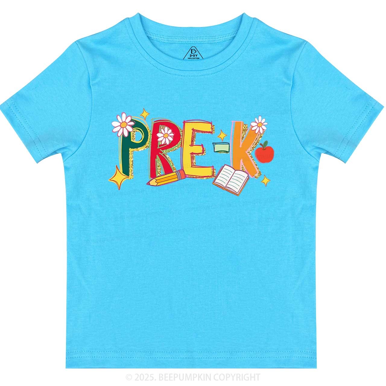 Personalized Girly Floral Kindergarten Neon School Toddler&Kid's Tees Beepumpkin