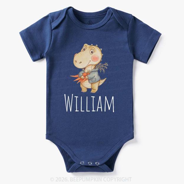 Personalized Watercolor Dino Friend Baby Bodysuit