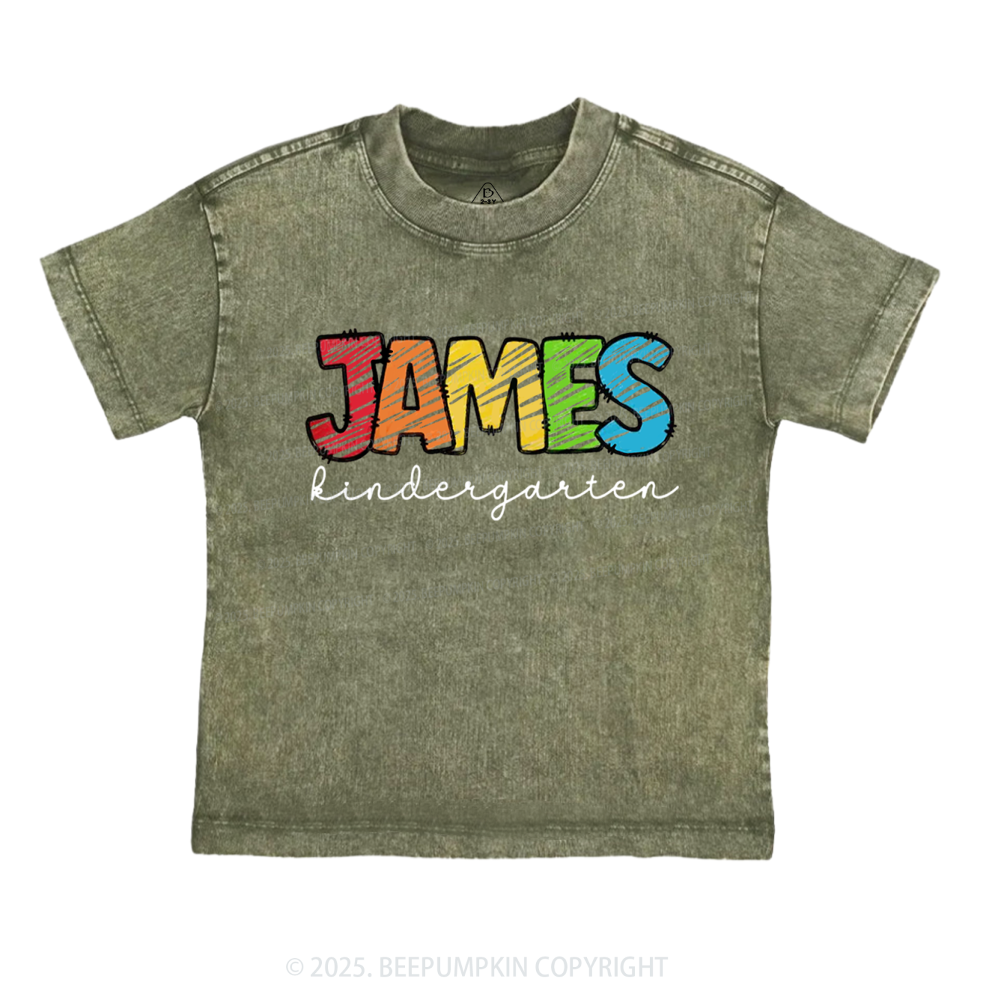 Personalized Rainbow Alphabet Name Toddler&Kids Washed Tees