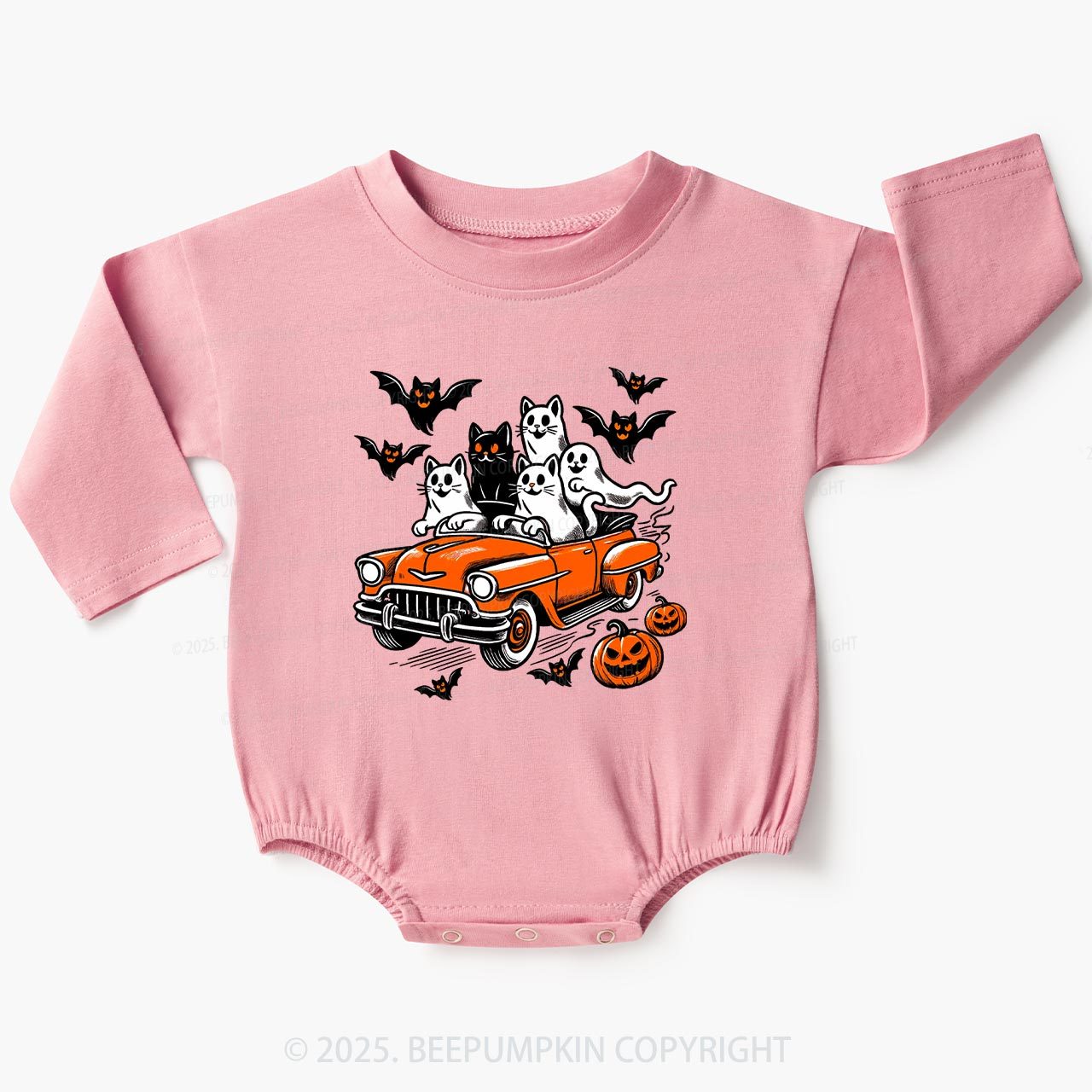 Halloween Cat Ghost Baby Bubble Romper Beepumpkin