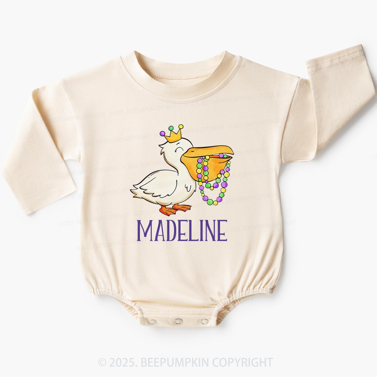 Personalized Louisiana Pelican Baby Bubble Romper Beepumpkin