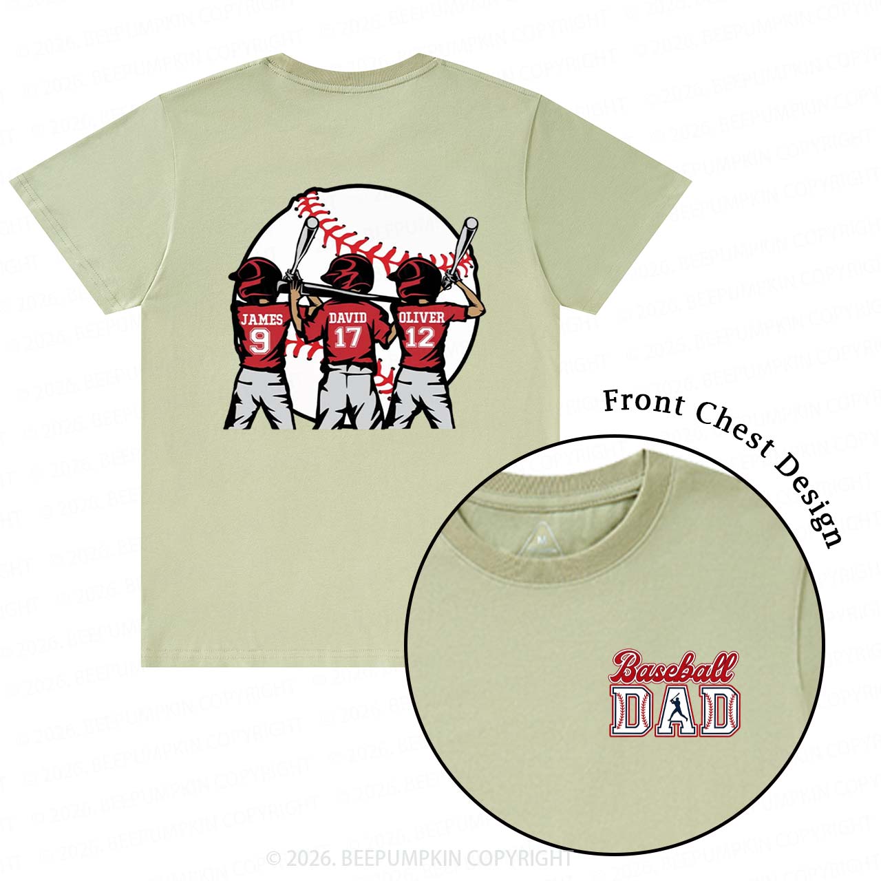Personalized Baseball Dad Team T-Shirts