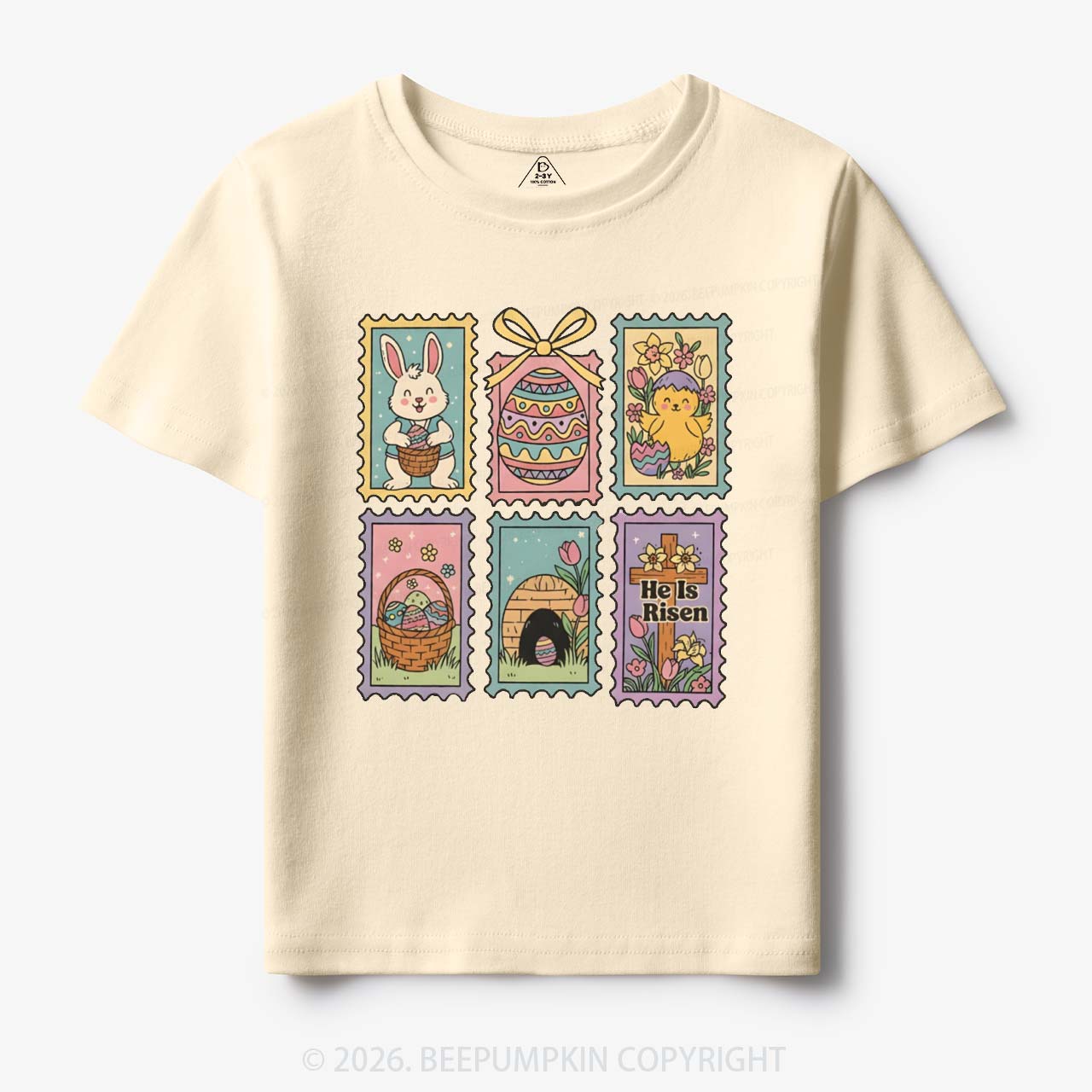 He Is Risen Easter Stamp Toddler&Kid's Tees