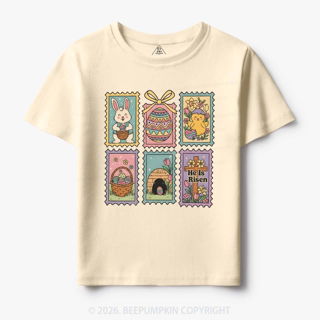 He Is Risen Easter Stamp Toddler&Kid's Tees