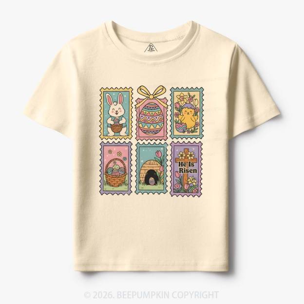 He Is Risen Easter Stamp Toddler&Kid's Tees