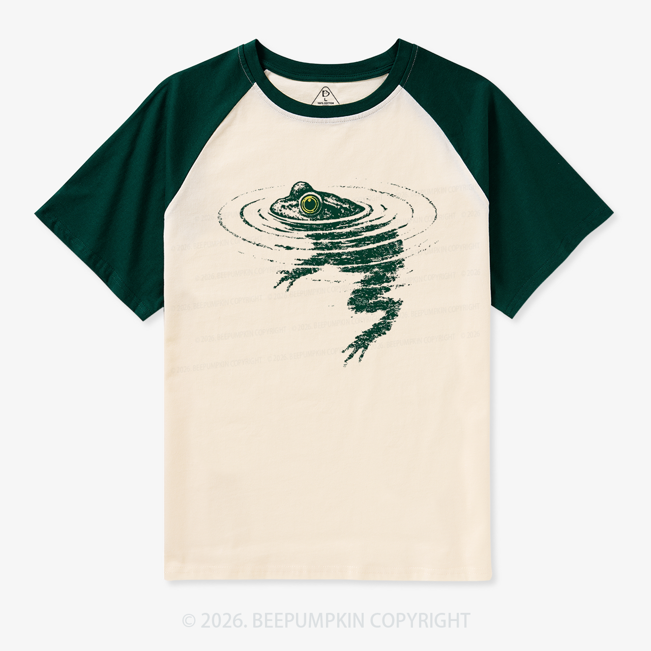 Frog Swimming Vintage Raglan T-Shirt