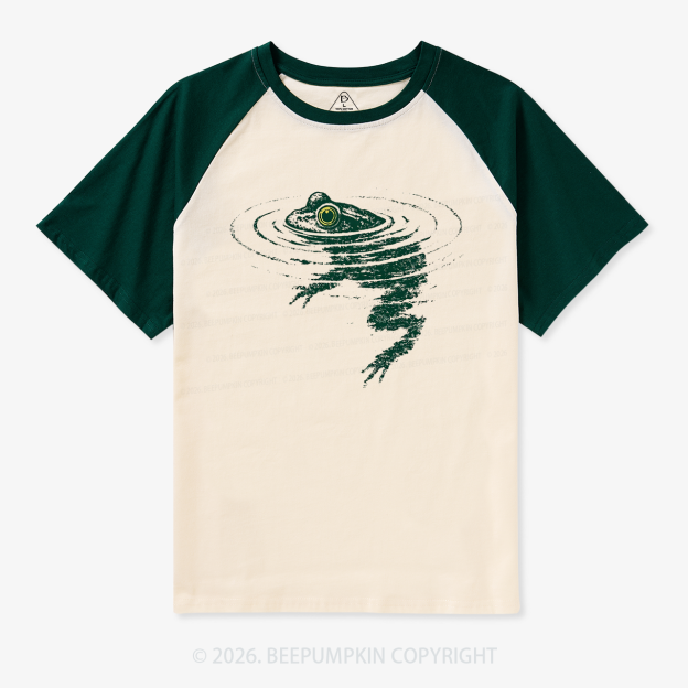 Frog Swimming Vintage Raglan T-Shirt