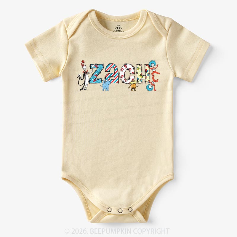 Personalized Seuss‑Style Letter Art Baby Bodysuit