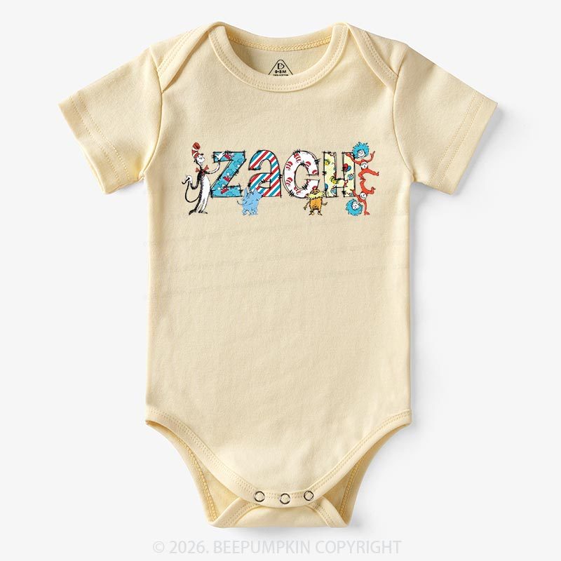 Personalized Seuss‑Style Letter Art Baby Bodysuit