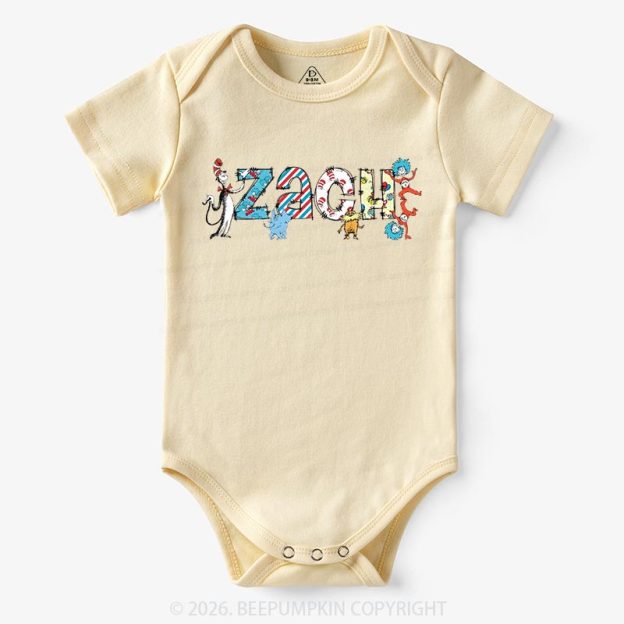 Personalized Seuss‑Style Letter Art Baby Bodysuit
