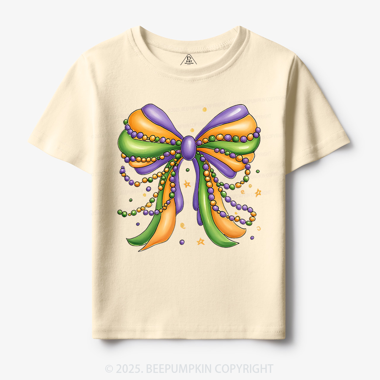 Mardi Gras Ribbon Bow Toddler&Kid's Tees Beepumpkin