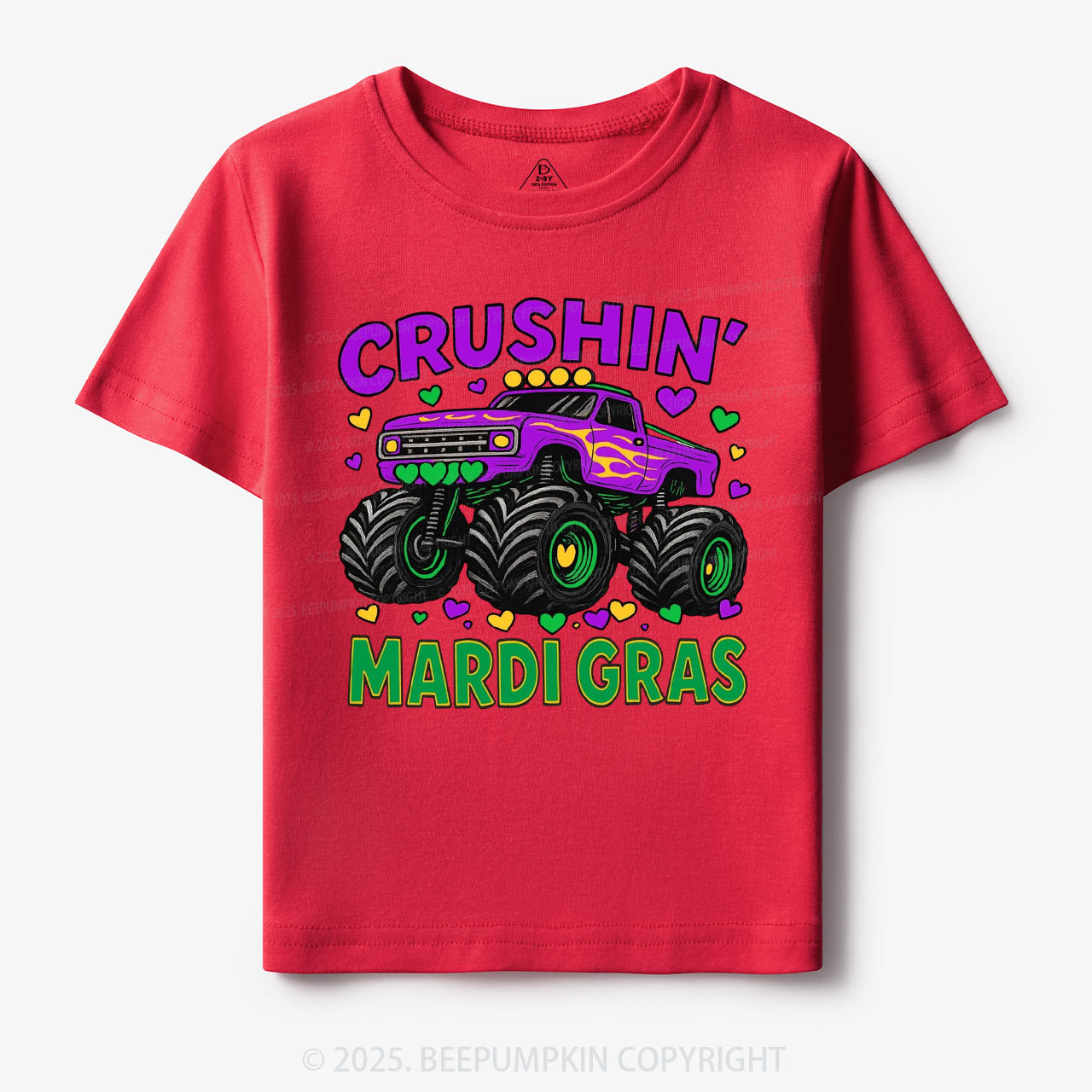 Crushin' Mardi Gras Monster Truck Toddler&Kid's Tees Beepumpkin