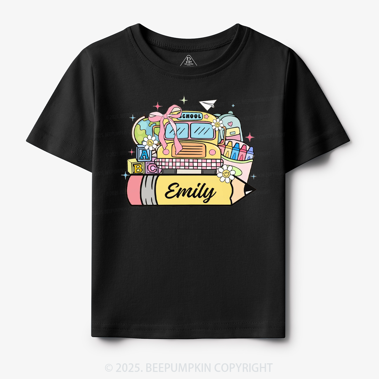 Personalized Kid Name School Bus Toddler&Kid's Tees Beepumpkin
