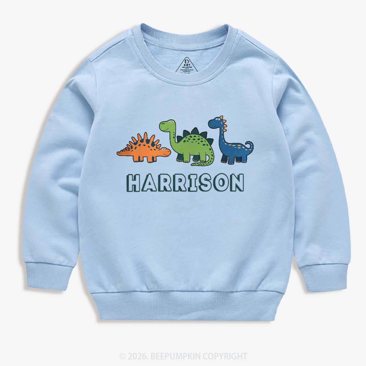 Personalized Cute Dinosaur Name Kid's Sweatshirt