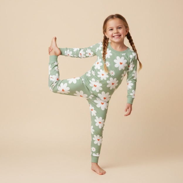 Sage Daisy Two-Piece Pajama Set For Kids