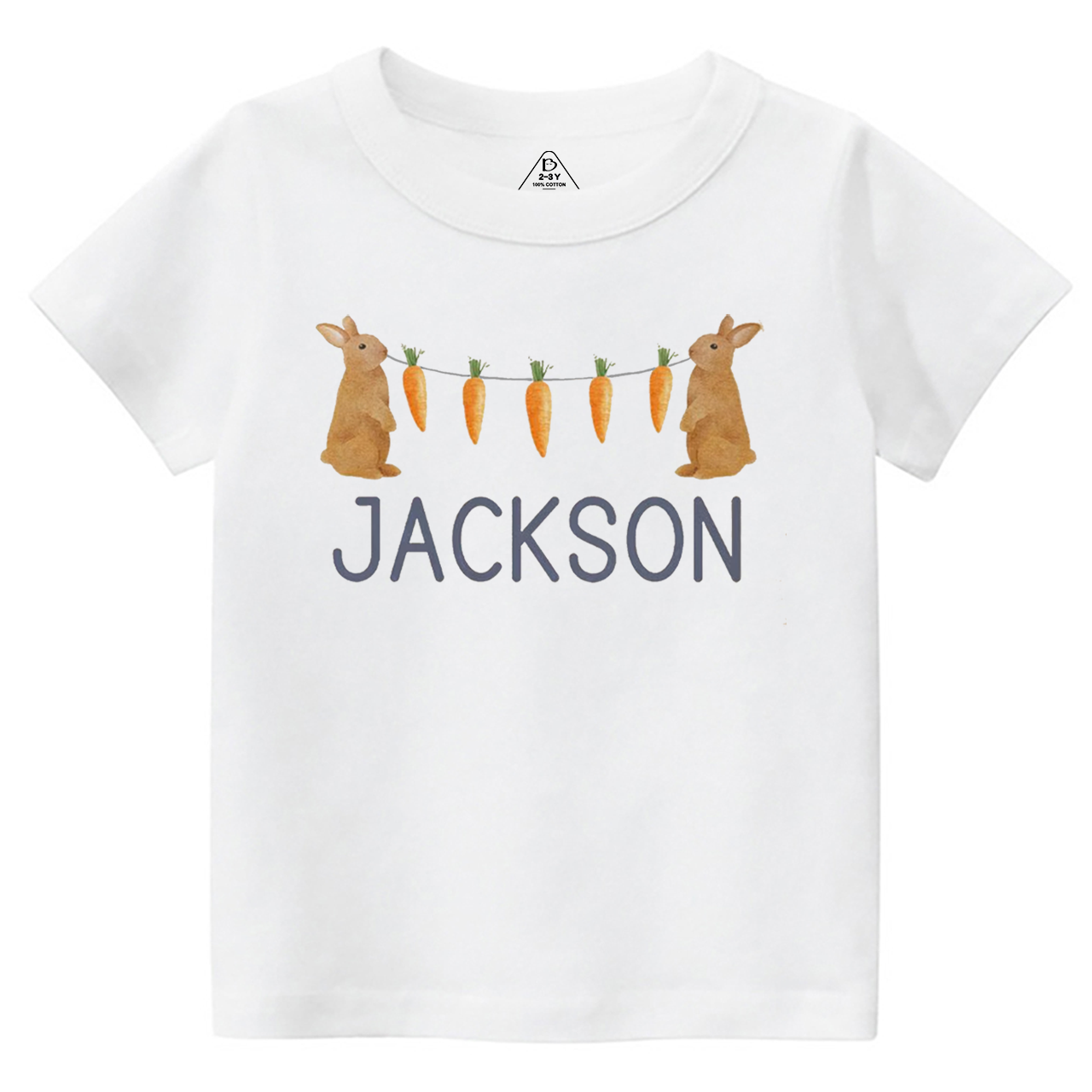 Personalized Name Bunny Carrot Easter Toddler&Kid's Tees Beepumpkin