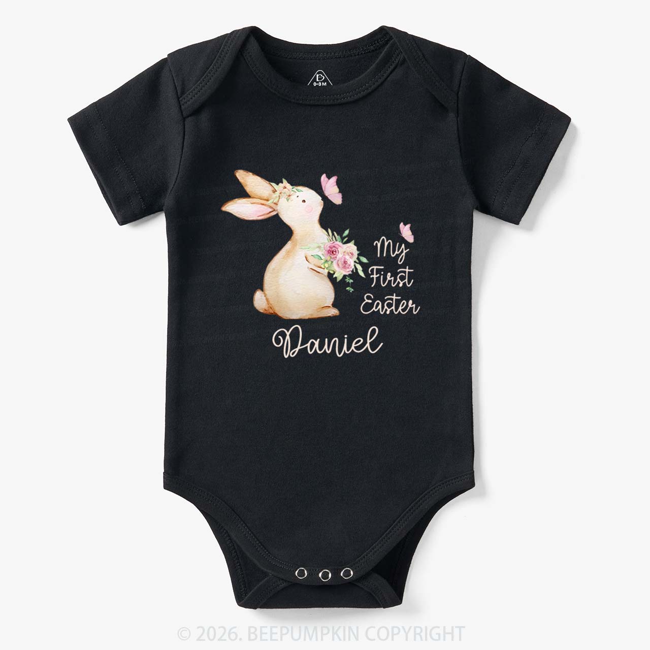 Personalized My First Easter Butterfly Kiss Bunny Baby Bodysuit