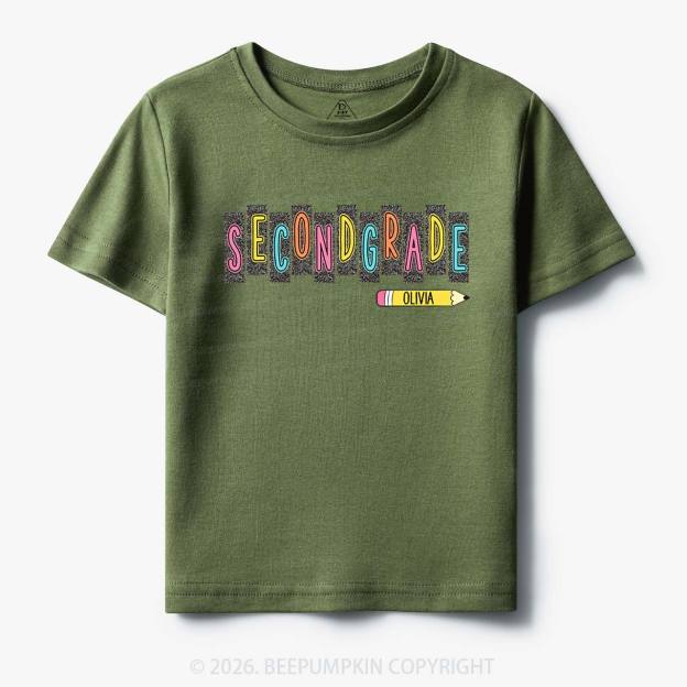 Personalized Name Preppy Daisy Floral Back to School Toddler&Kid's Tees