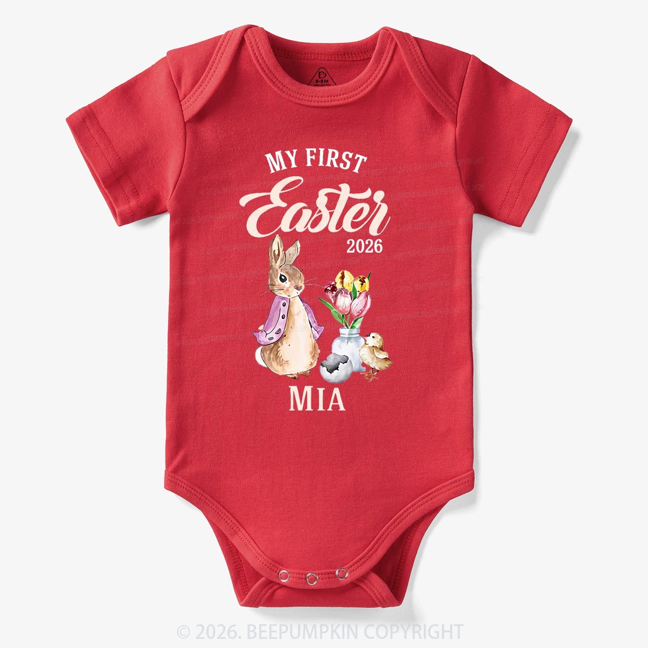 Personalized Little Pink Bunny’s First Easter Baby Bodysuit