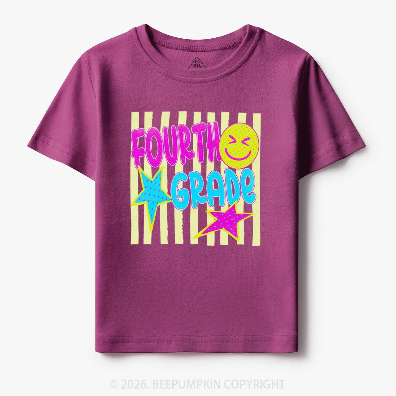 Personalized Neon Striped Grade Back To School Toddler&Kid's Tees