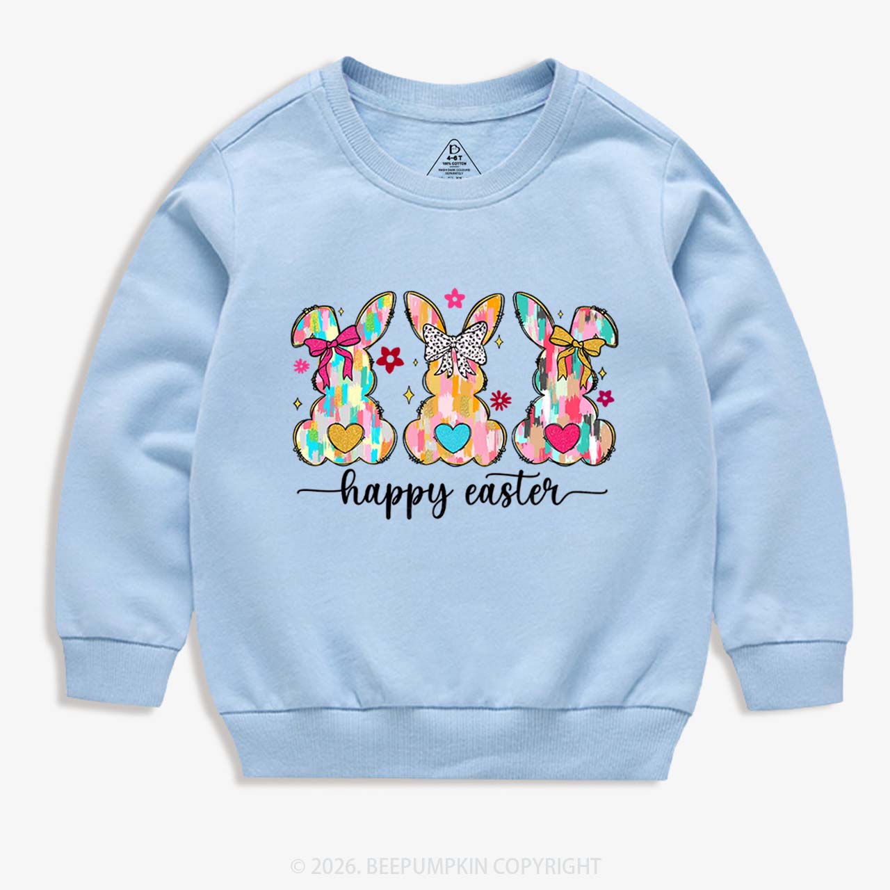 Pastel Brush Happy Bunnies Kid's Sweatshirt
