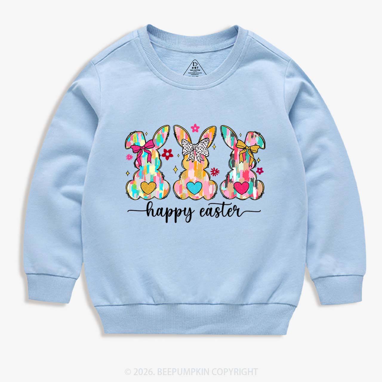 Pastel Brush Happy Bunnies Kid's Sweatshirt
