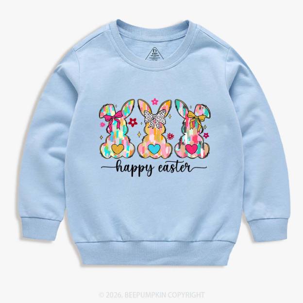 Pastel Brush Happy Bunnies Kid's Sweatshirt