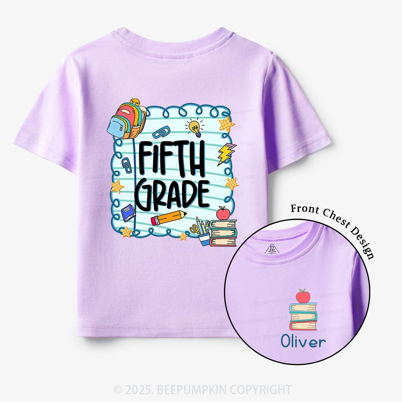 Personalized Apple Book Learning Toddler&Kid's Tees Beepumpkin