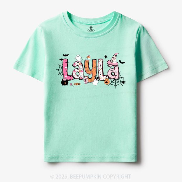 Personalized Name Halloween Girls Tees | Toddler & Kid's Tees Beepumpkin