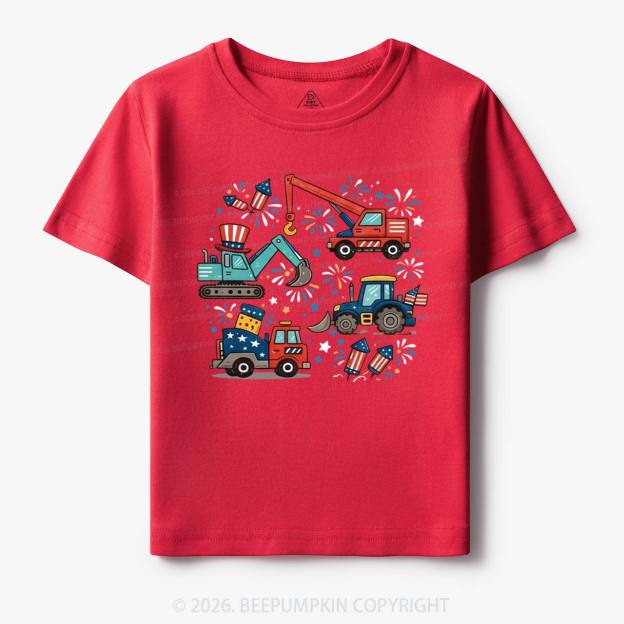 4th of July Construction Patriotic Truck Toddler&Kid's Tees