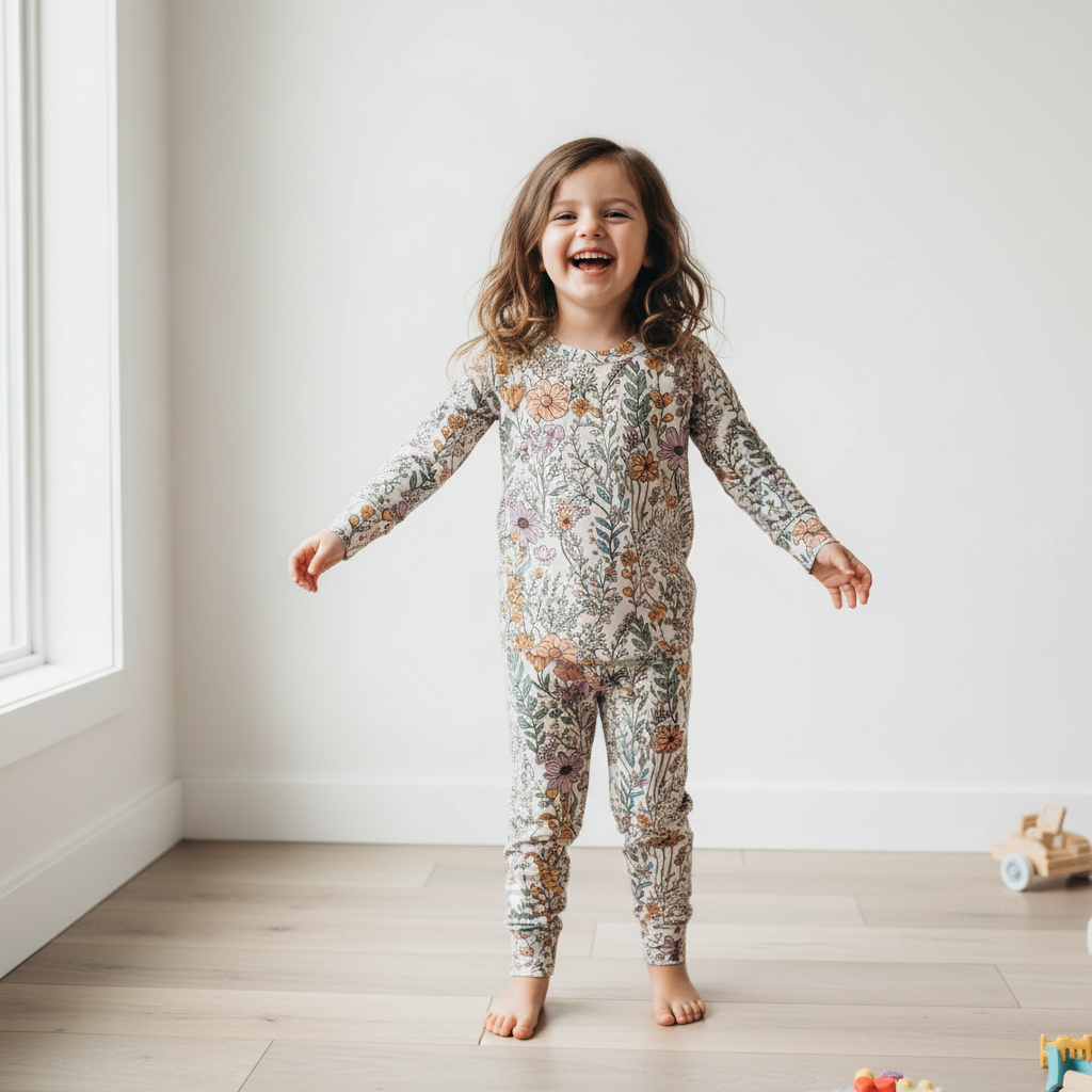 Wildflower Garden Floral Two-Piece Pajama Set For Kids