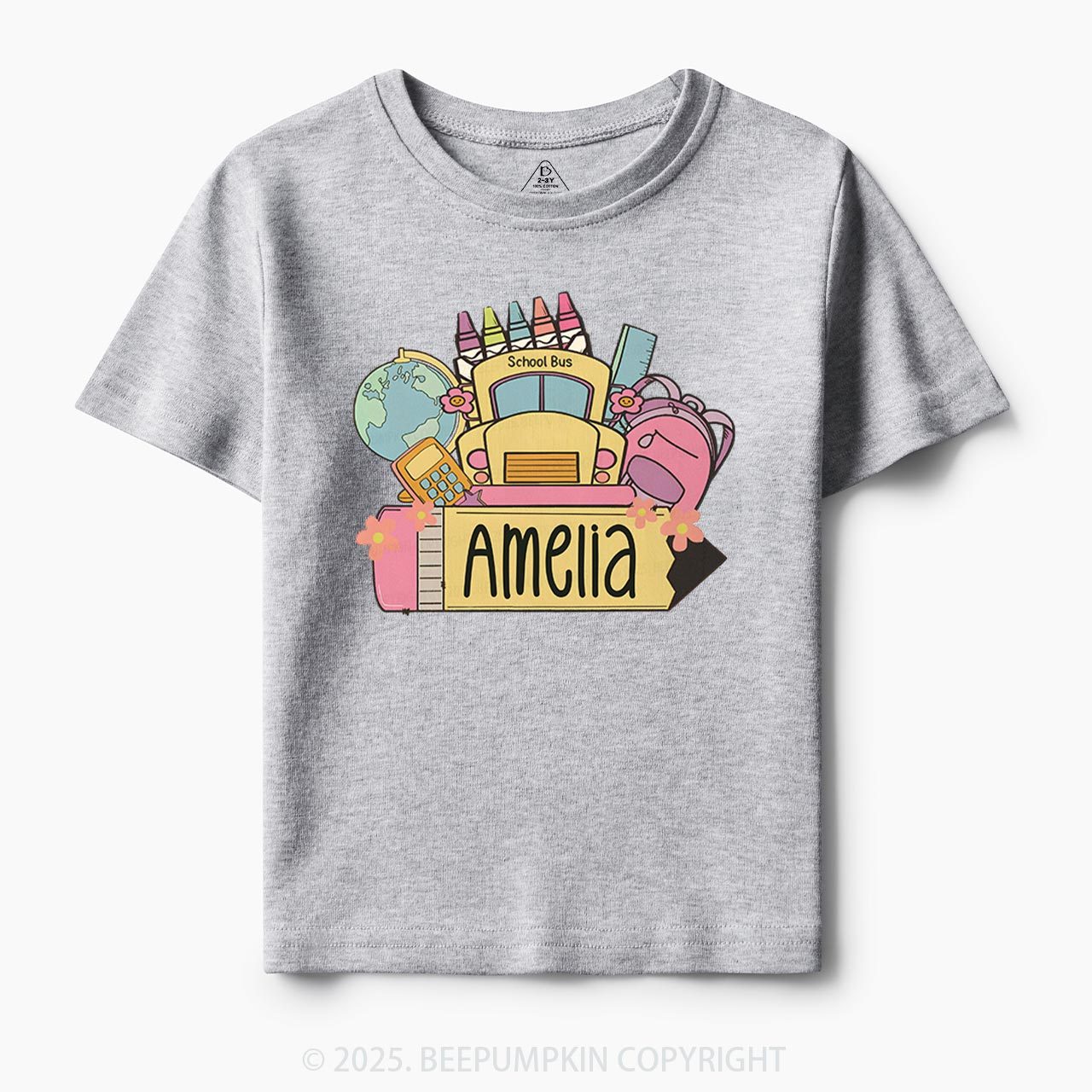 Personalized Back To School Girls Name Toddler&Kid's Tees Beepumpkin 