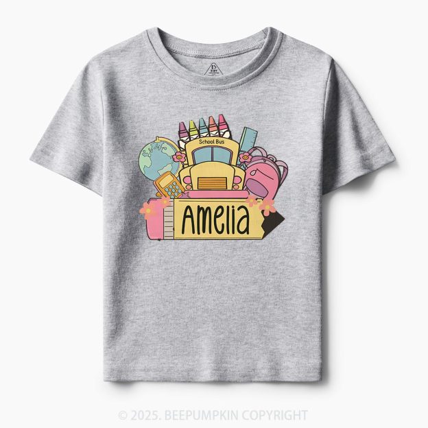Personalized Back To School Girls Name Toddler&Kid's Tees Beepumpkin 
