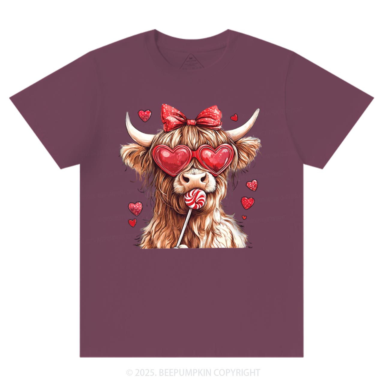 Highland Cow Valentine's Day T-Shirts Beepumpkin