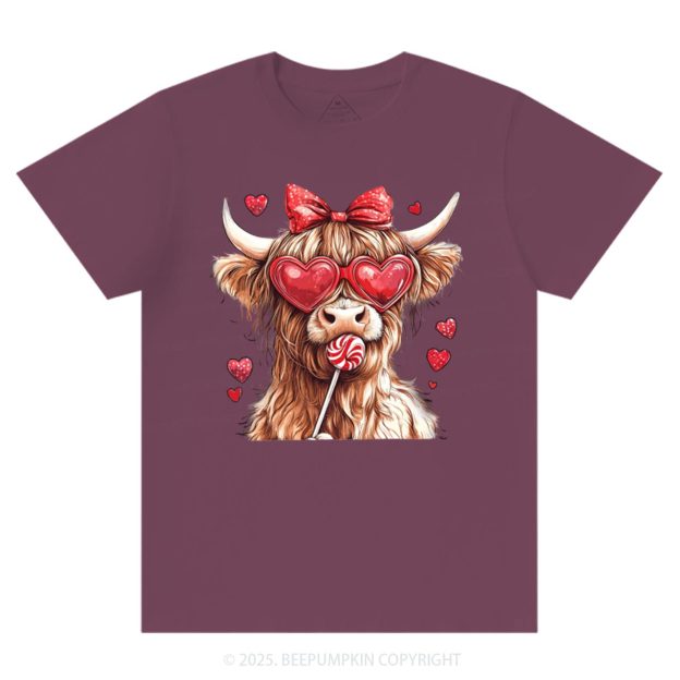 Highland Cow Valentine's Day T-Shirts Beepumpkin