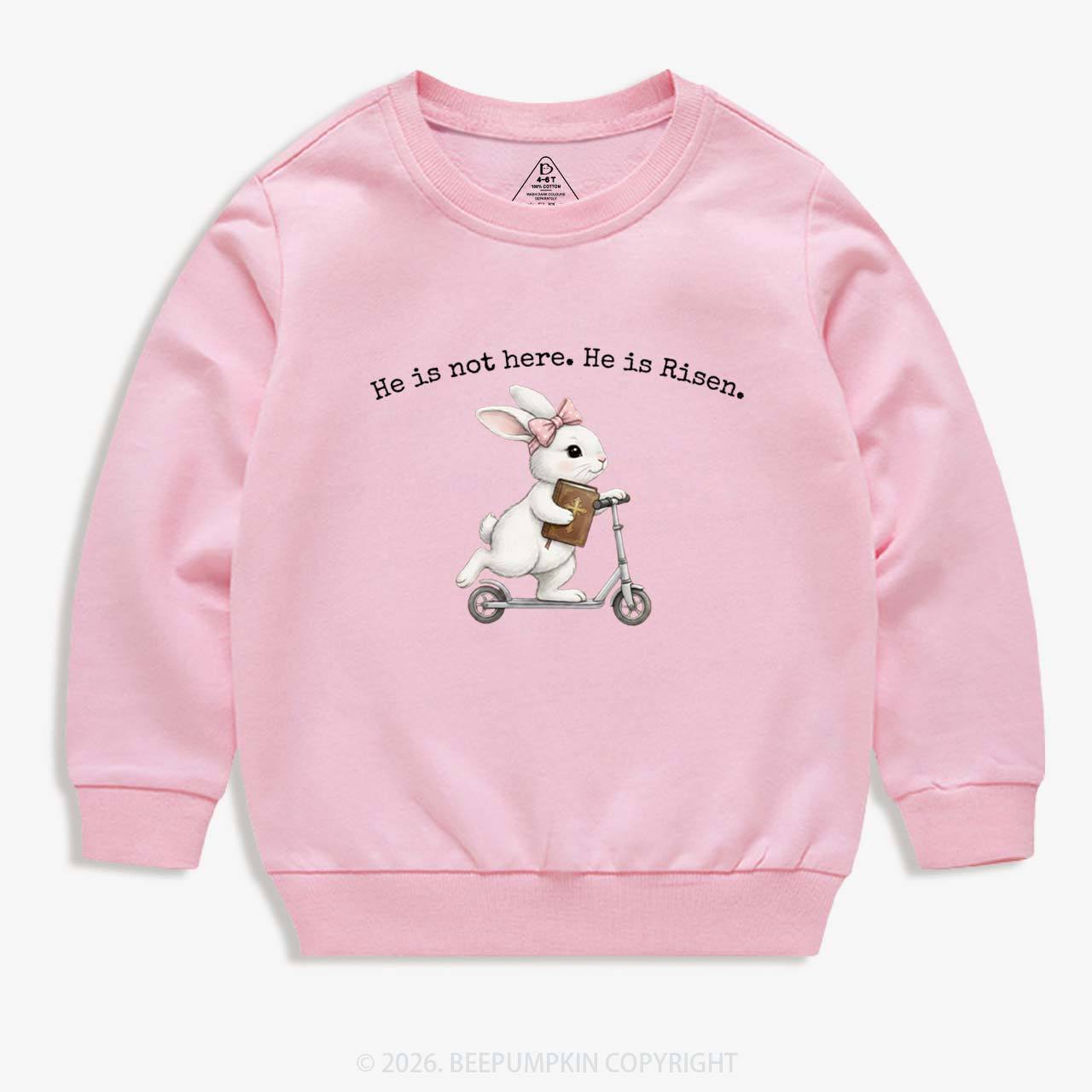 He Is Not Here He is Risen Rabbit Christian Easter Kid's Sweatshirt