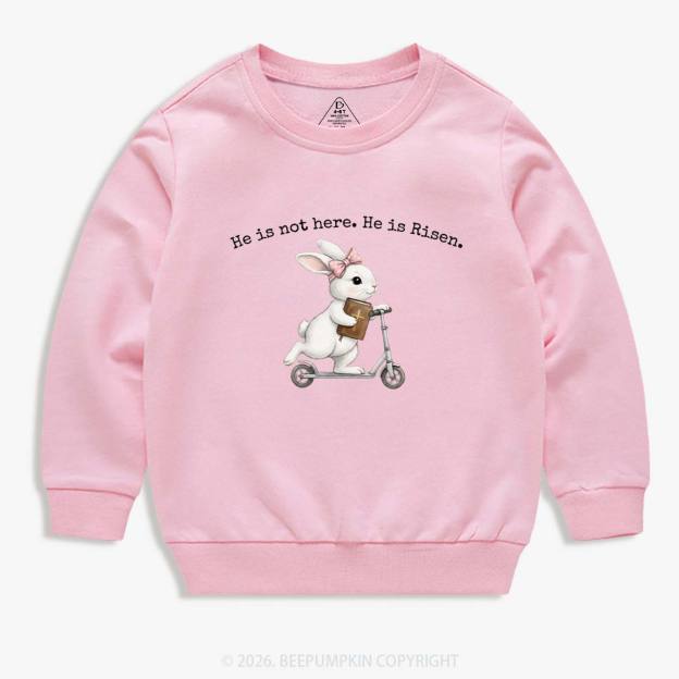 He Is Not Here He is Risen Rabbit Christian Easter Kid's Sweatshirt