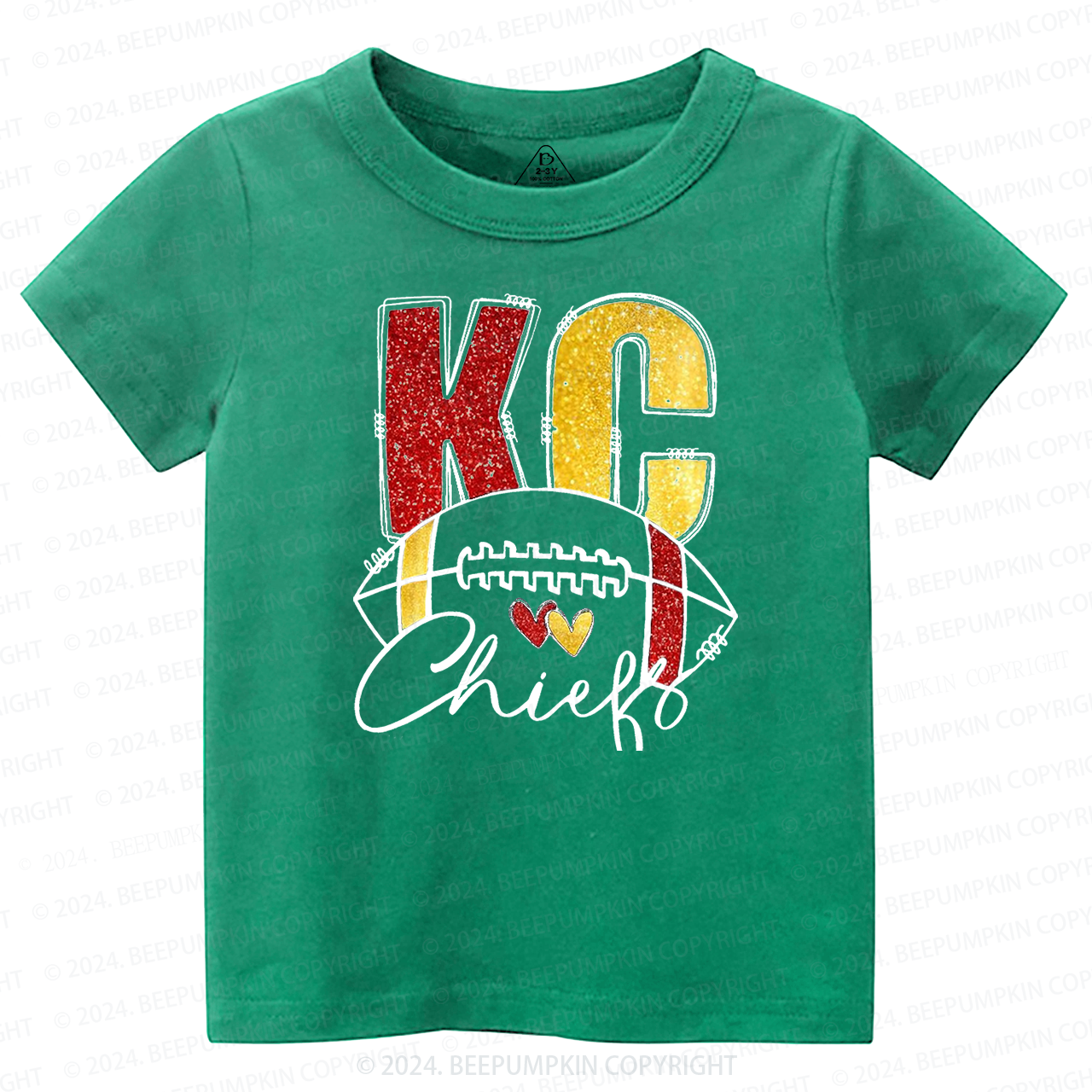 KC Football Glitter Toddler&Kids Tees Beepumpkin 
