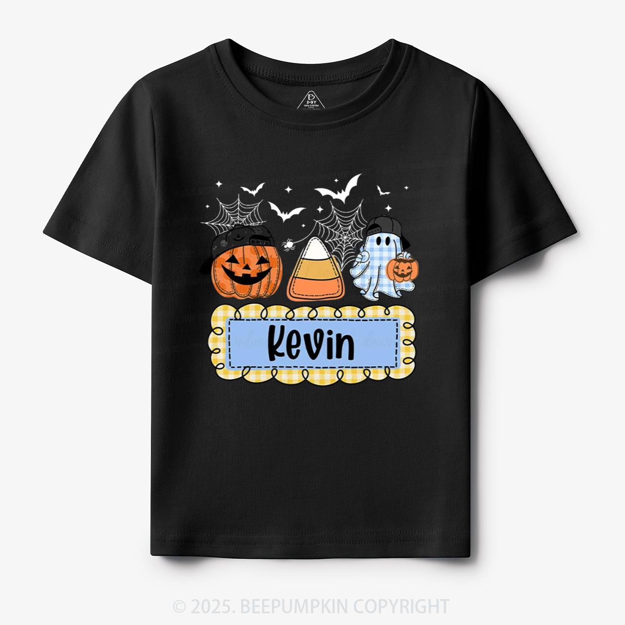 Personalized Halloween Pumpkin and Ghost with Bow Ball Cap Toddler&Kid's Tees Beepumpkin
