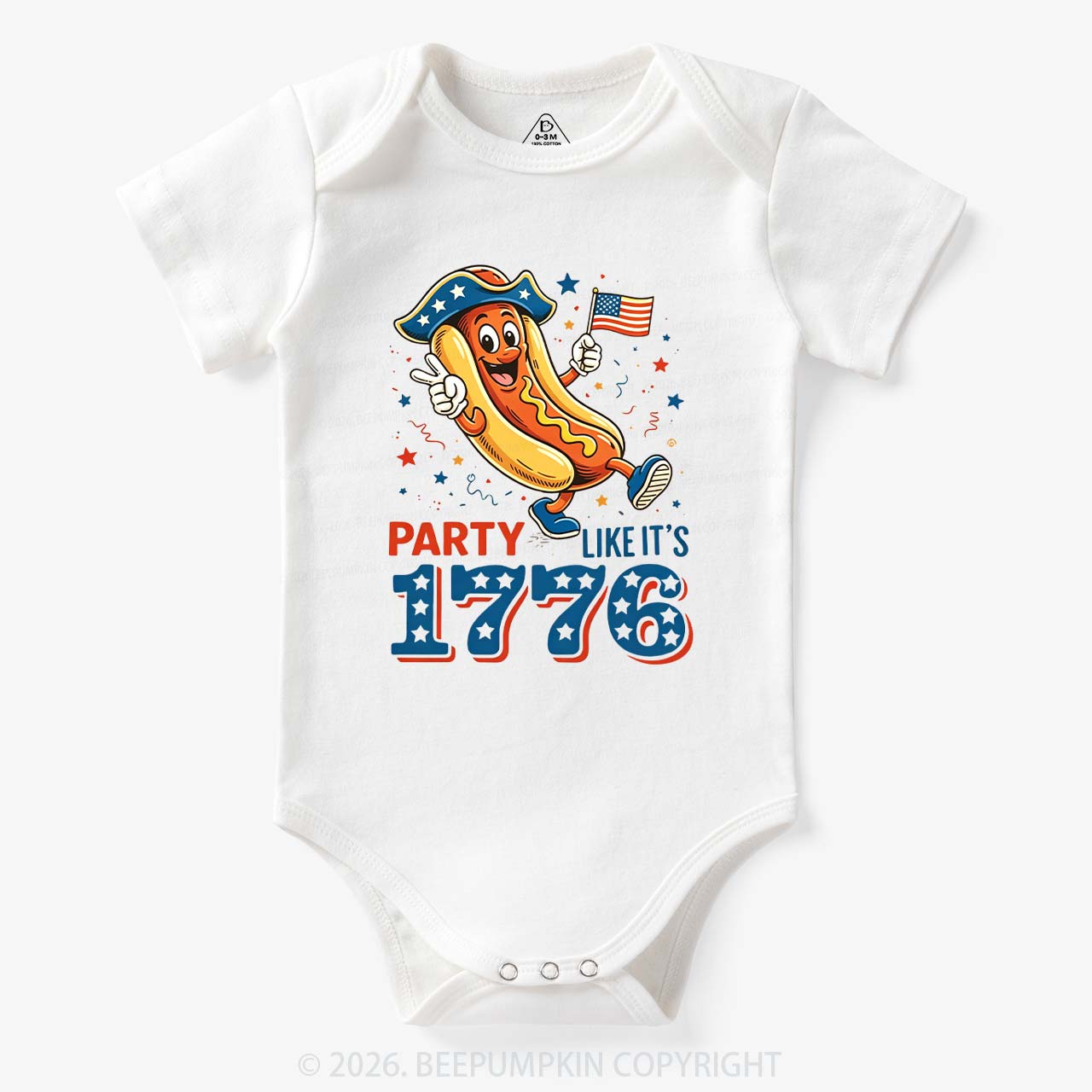 Party Like It's 1776 4th Of July Hot Dog Bodysuit