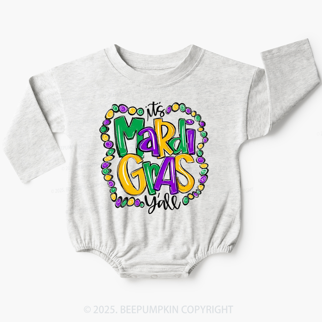 It's Mardi Gras Y'all Baby Bubble Romper Beepumpkin