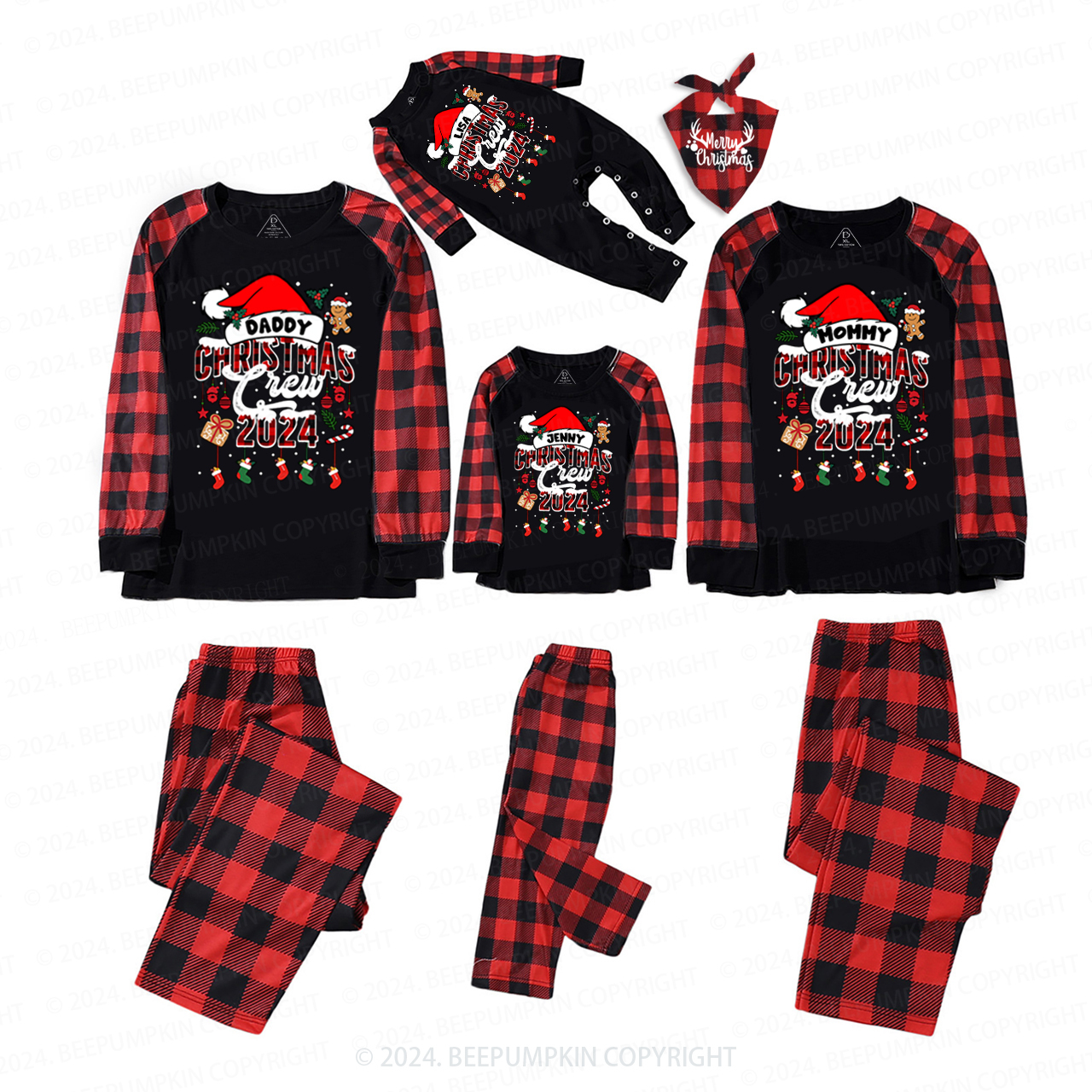 Custom Christmas Crew 2024 Matching Party Pajamas Beepumpkin Sale-Beepumpkin™