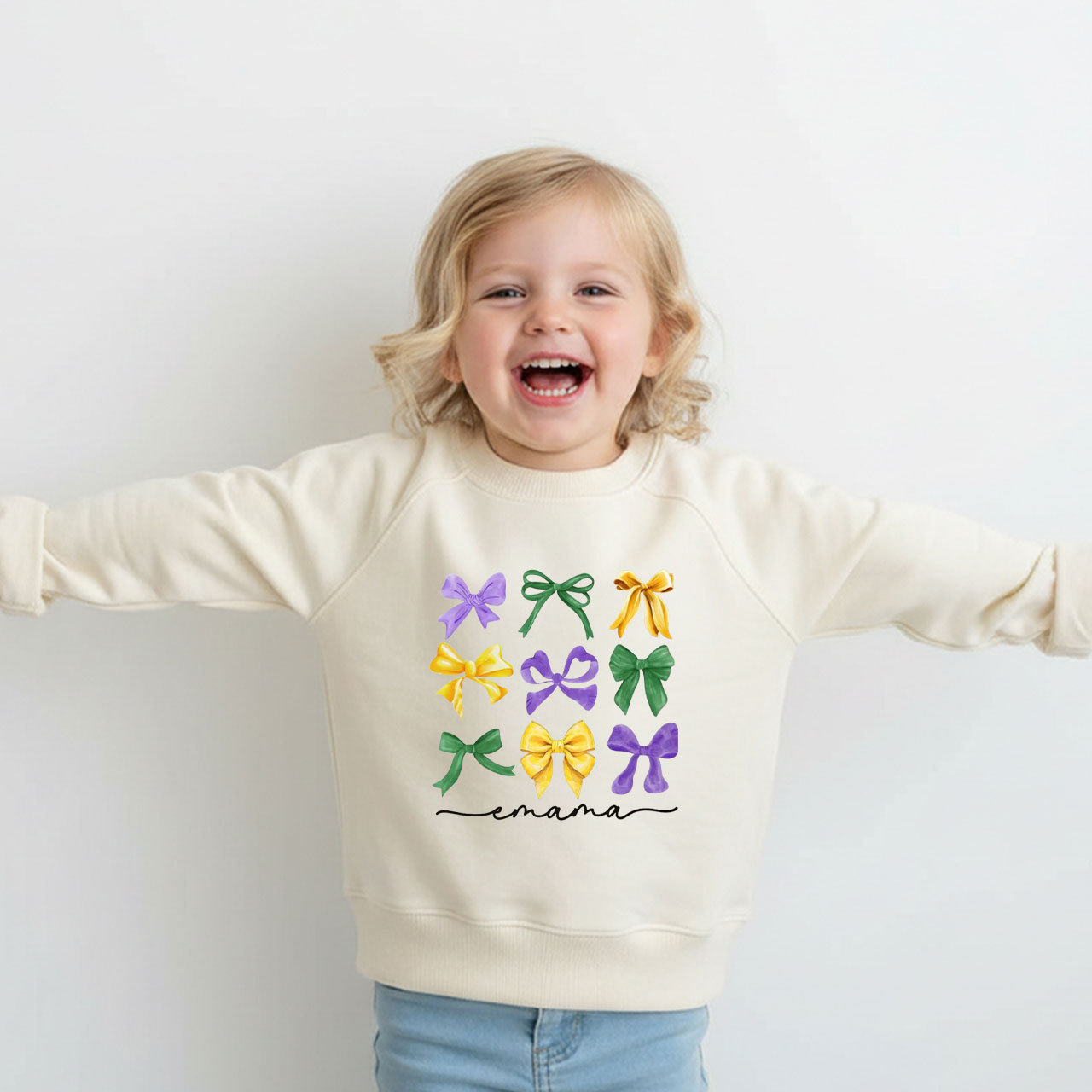 Personalized Carnival Bow Name Kid's Sweatshirt