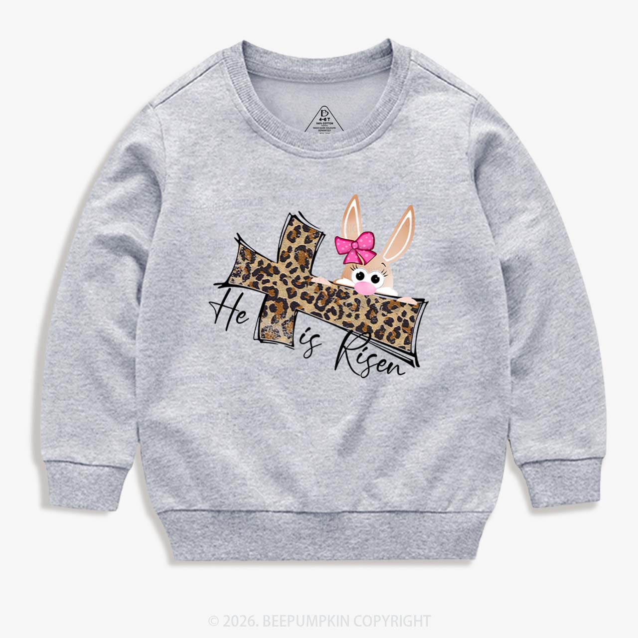Faith Bunny & Leopard Cross Kid's Sweatshirt