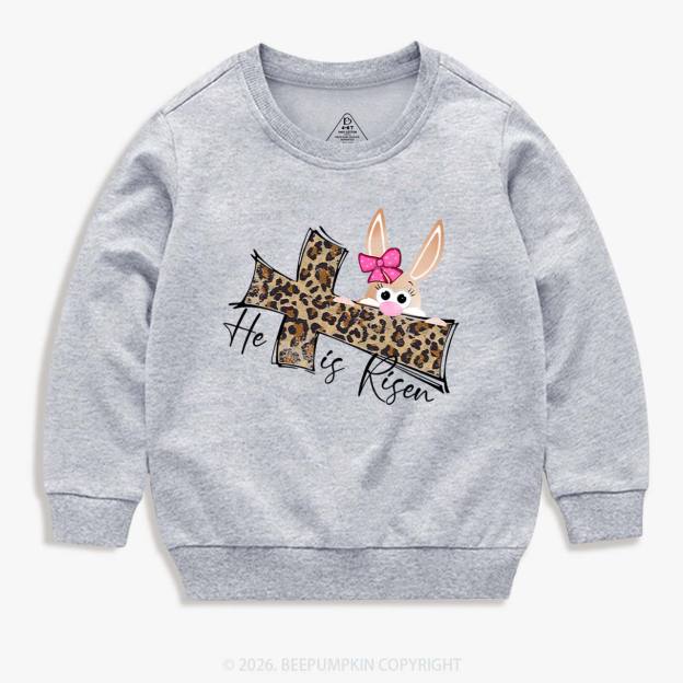 Faith Bunny & Leopard Cross Kid's Sweatshirt