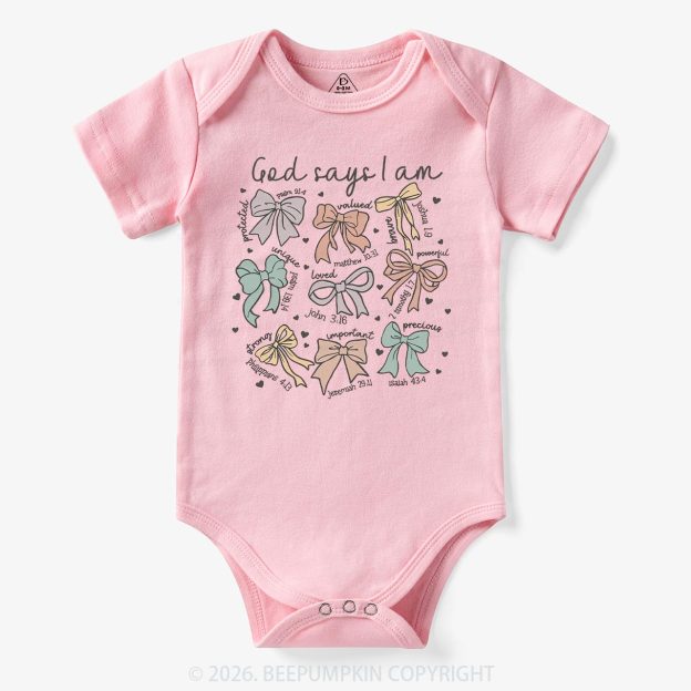 Jesus Gifts God Says I Am Girl Baby Bodysuit