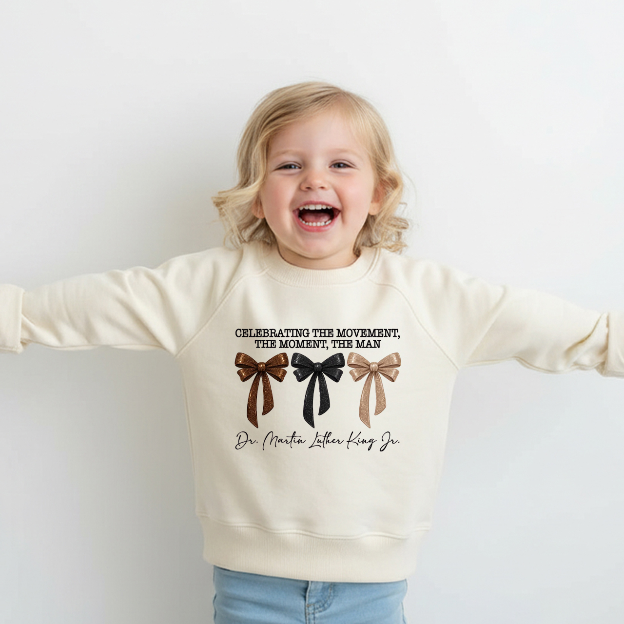 Golden Dream Bows Black  History Month Kid's Sweatshirt