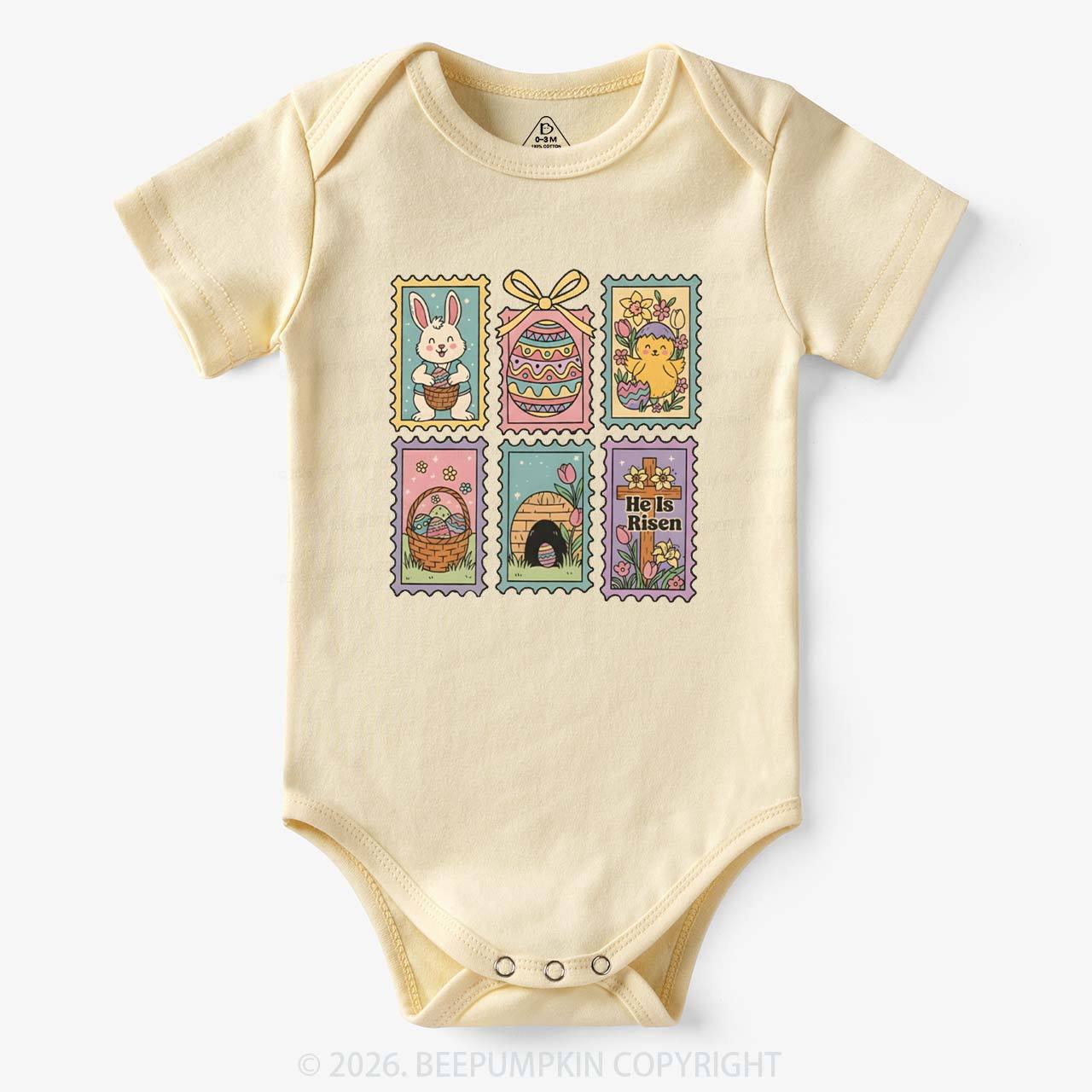 He Is Risen Easter Stamp Baby Bodysuit