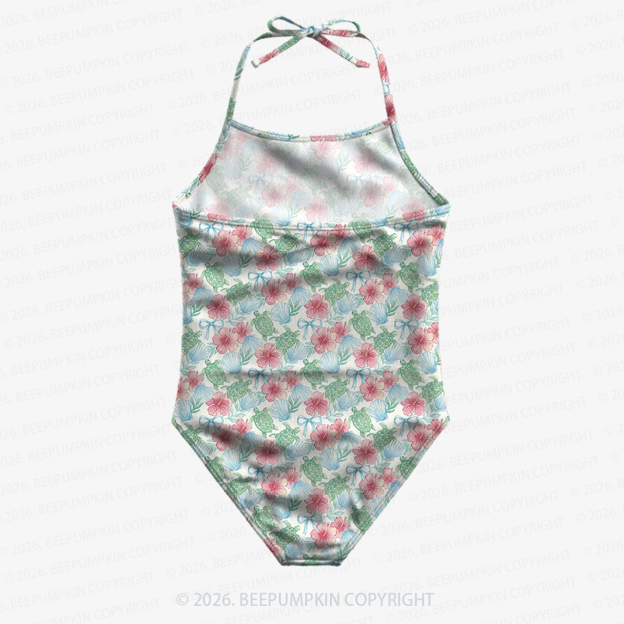 [Copy]Bloom Garden Girls Halter Tie Swimsuit